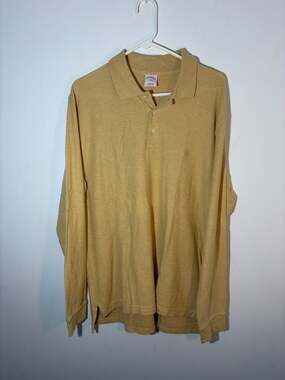 Brooks Brothers 346 Original Fit Long Sleeve Polo Shirt Yellow Size L